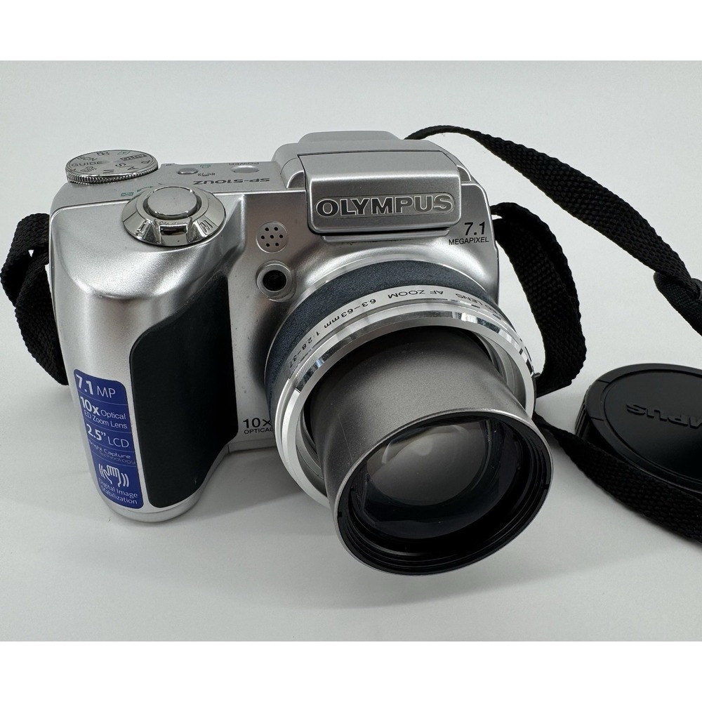 Olympus SP-510 UZ 10X Zoom 7.1MP Digital Camera Silver With Box Tested & Working